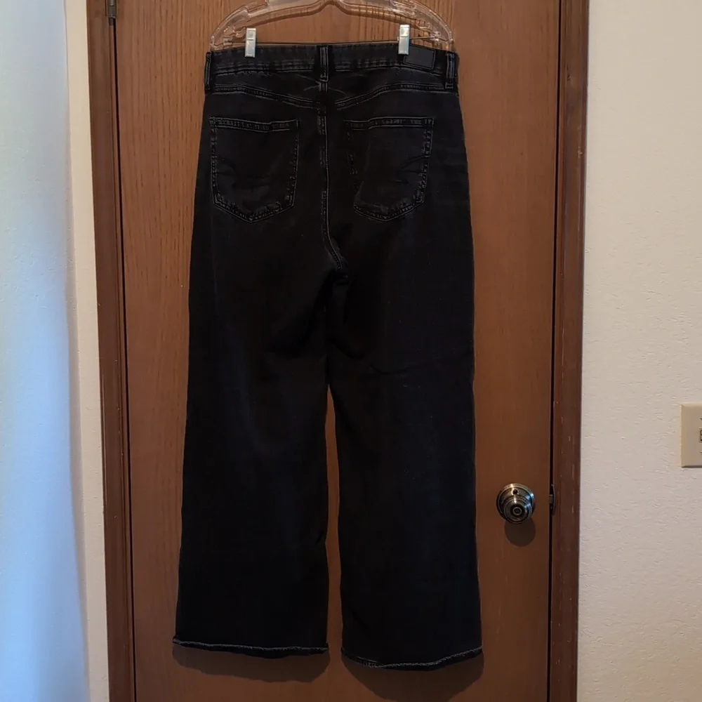 American Eagle Black Baggy Wide Leg Stretch Jeans - Picture 2 of 6